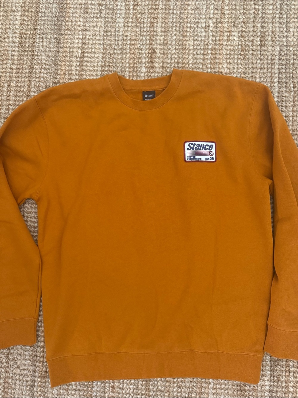 Stance Men's Crewneck Sweatshirt in Rust Orange with Patch Logo